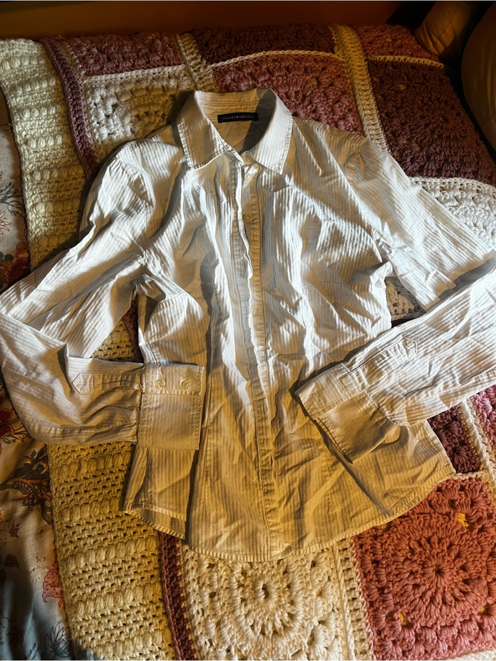 Brandy Melville White Pinstripe Button Down